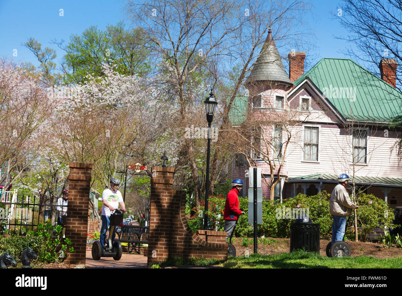 Segways im vierten Ward Park, Charlotte, North Carolina, USA. Stockfoto