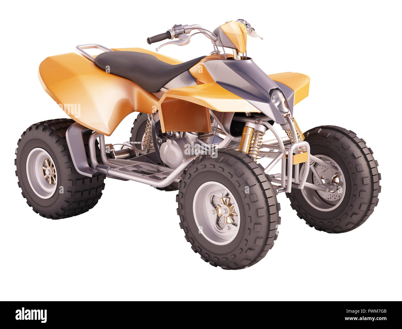 ATV Quad-Bike isoliert auf weißem Hintergrund Stockfoto