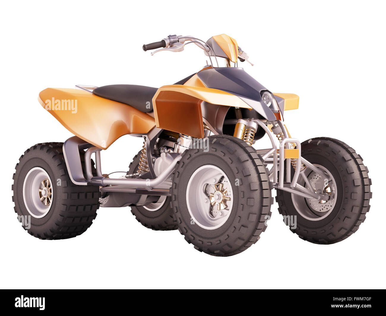 ATV Quad-Bike isoliert auf weißem Hintergrund Stockfoto