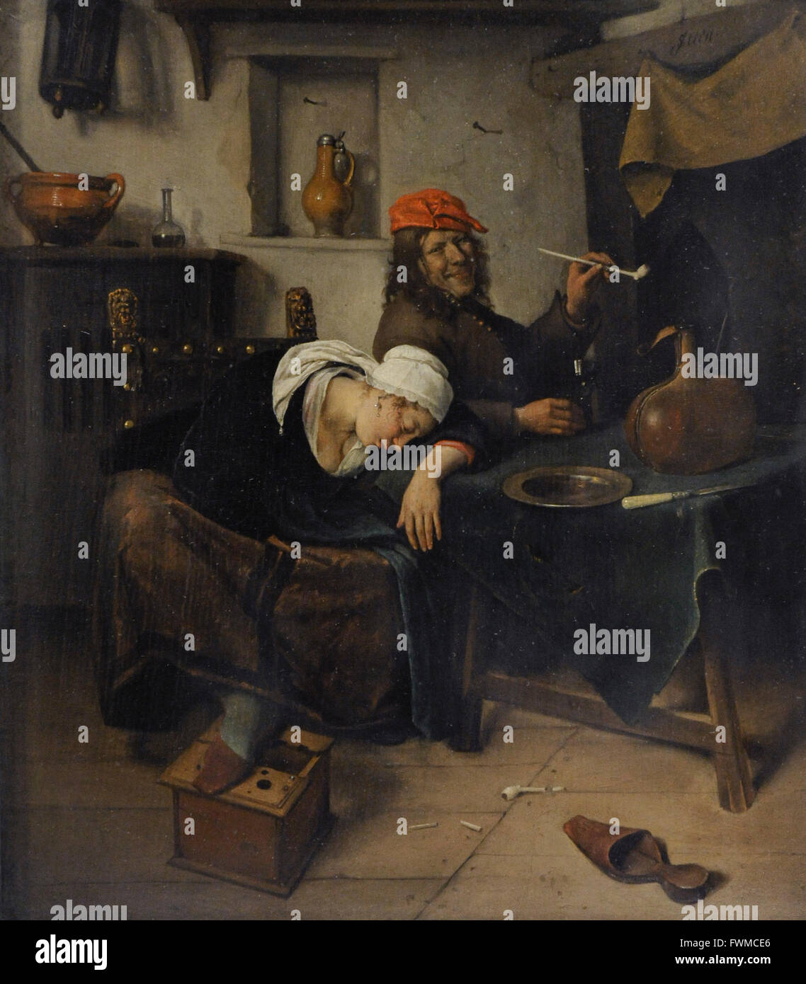 Jan Havickszoon Steen (1626-1679). Niederländischer Maler. Die Feiernden, 1660. Die Eremitage. Sankt Petersburg. Russland. Stockfoto