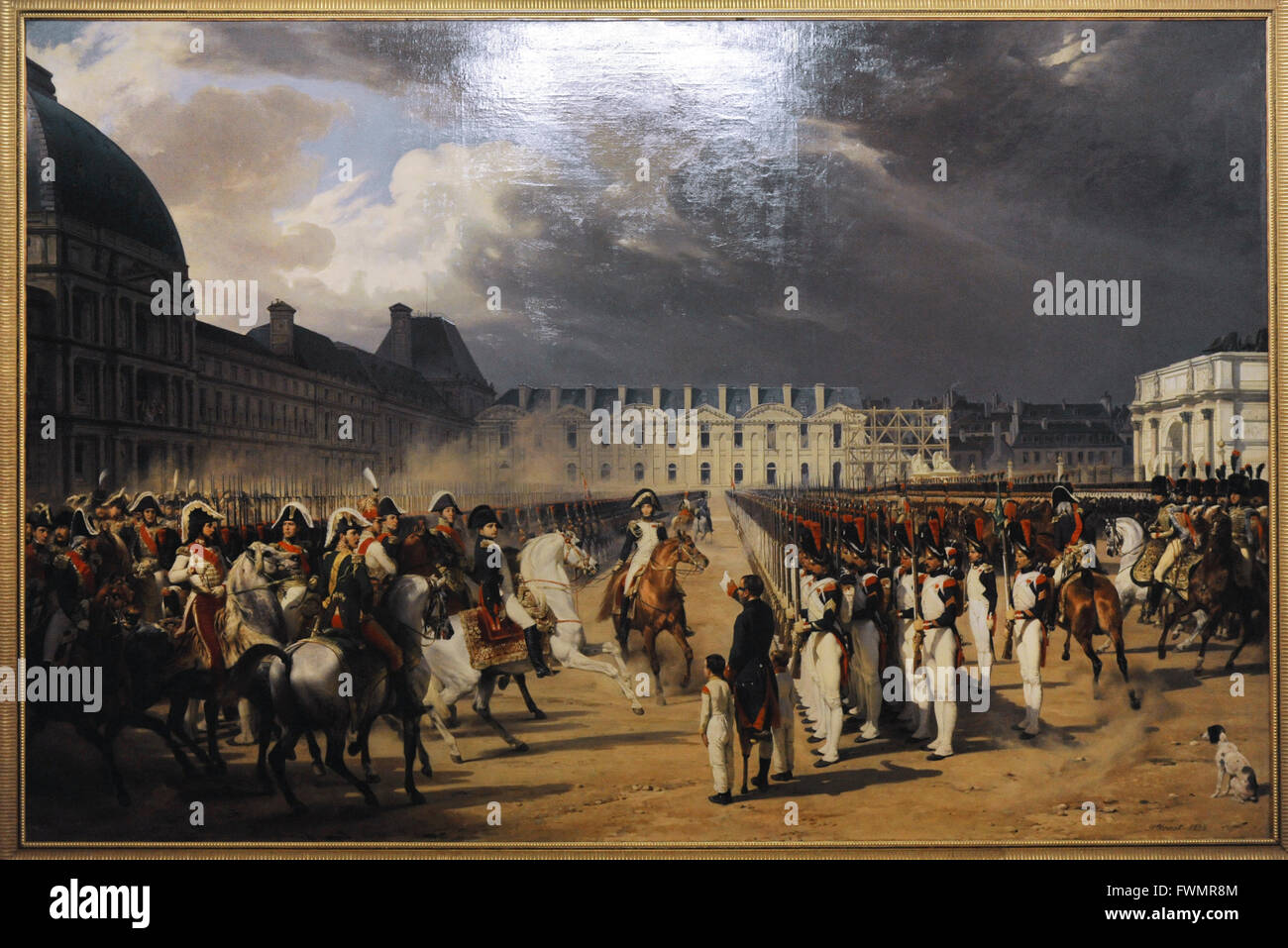 Horace Vernet (1789-1863). Französischer Maler. Übergabe einer Petition an Napoleon bei der Parade am Hof der Tuilerien-Palast, 1838 ist ungültig. Öl auf Leinwand. Die Eremitage. Sankt Petersburg. Russland. Stockfoto