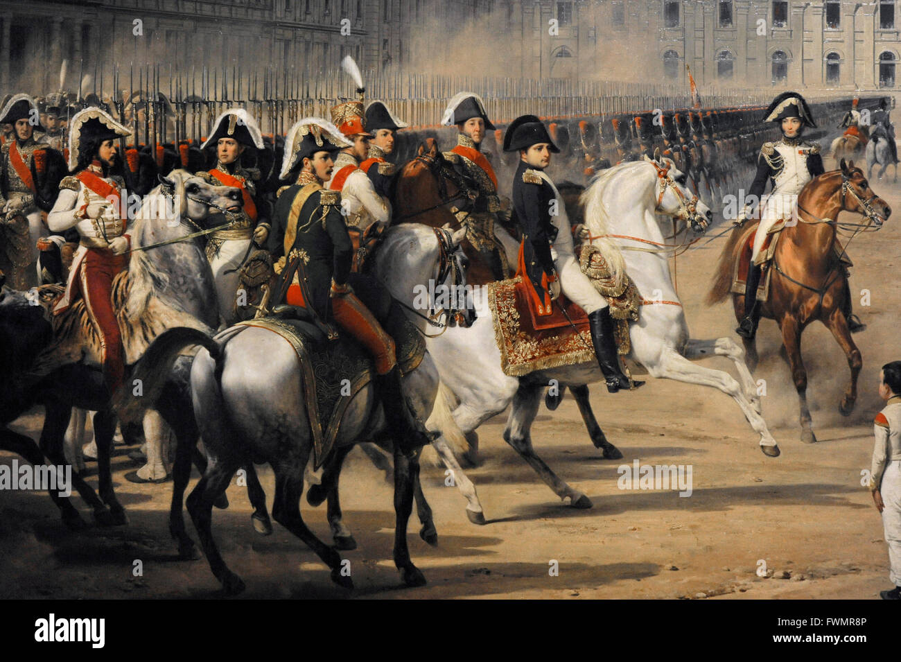 Horace Vernet (1789-1863). Französischer Maler. Übergabe einer Petition an Napoleon bei der Parade am Hof der Tuilerien-Palast, 1838 ist ungültig. Detail. Öl auf Leinwand. Die Eremitage. Sankt Petersburg. Russland. Stockfoto