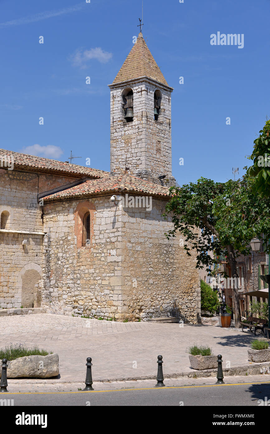 Saint-Grégoire Kirche in Tourrettes-Sur-Loup im Südosten Frankreichs, Region Provence, Departement Alpes-Maritimes Stockfoto