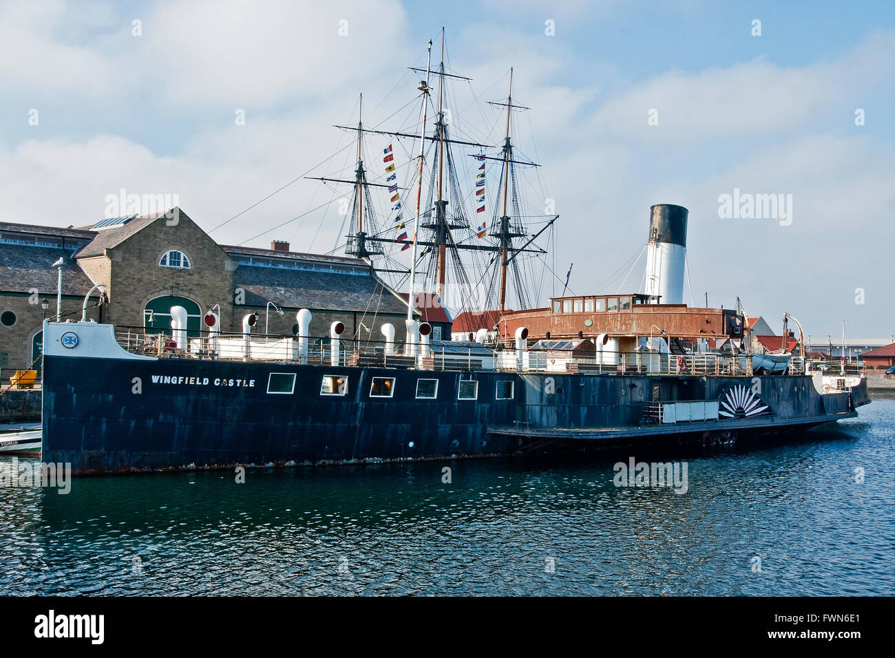 Die ehemalige Humber Fähre Wingfield Schloß ist jetzt eine Besucherattraktion und Coffee-Shop in Hartlepool, wo sie im Jahre 1934 gebaut wurde Stockfoto