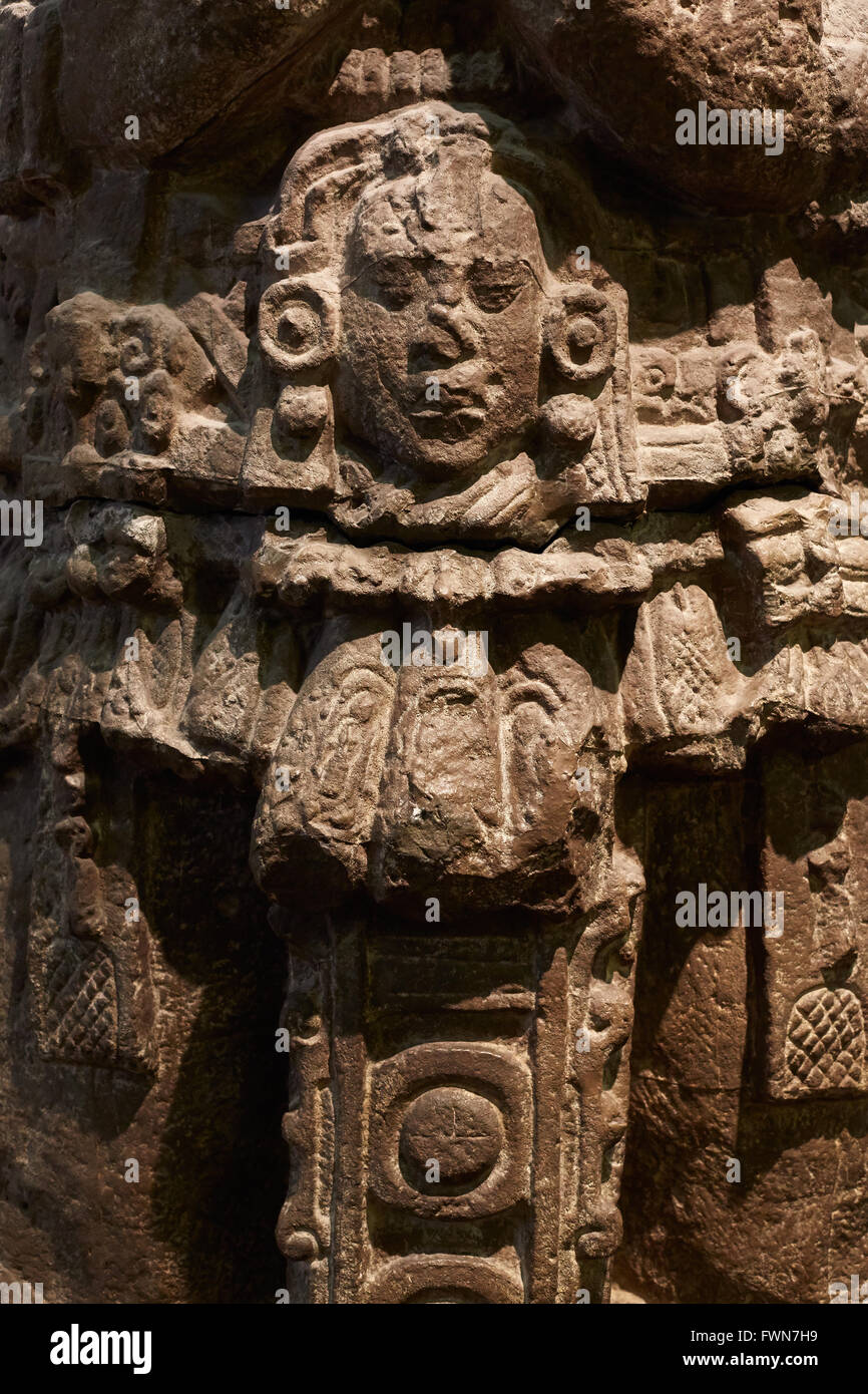 Maya Skulptur aus Stein im britischen Museum in London Stockfoto