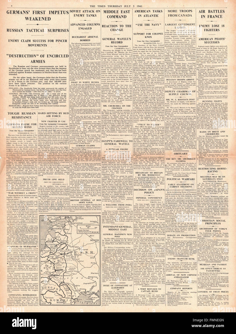 1941 s. 4 nimmt die Zeiten Schlacht um Russland, Luft-Schlachten in Frankreich und General Wavell Nahost-Befehl Stockfoto