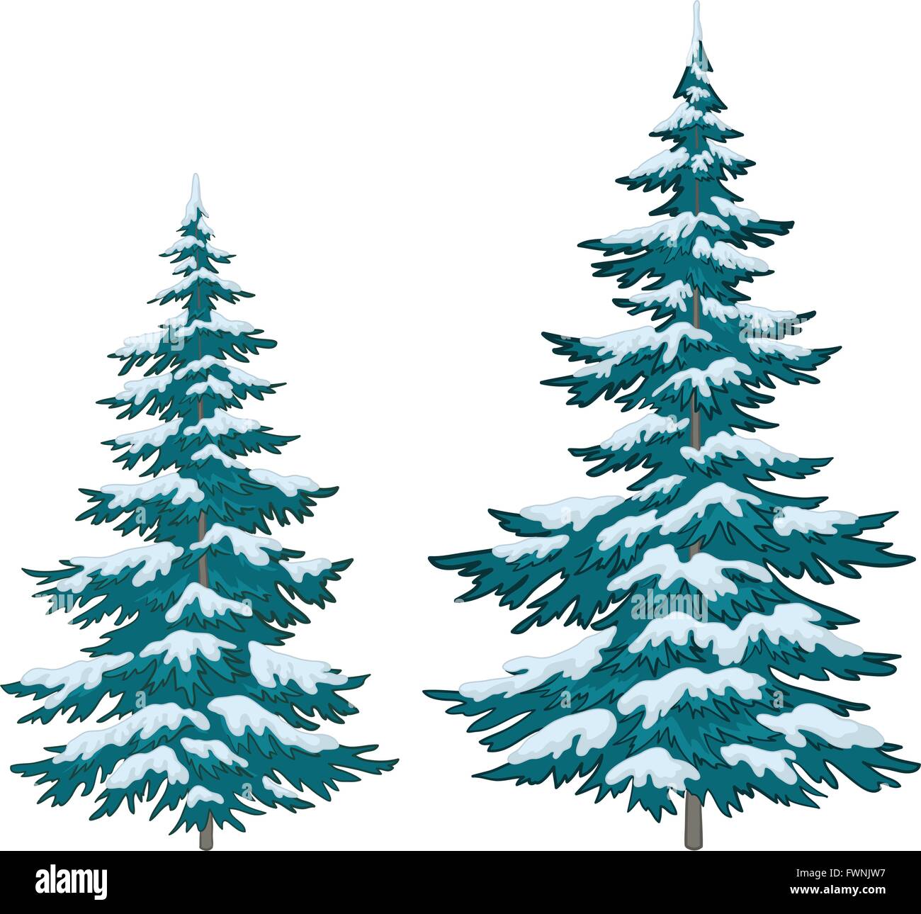 Weihnachtsbäume unter Schnee Stock Vektor