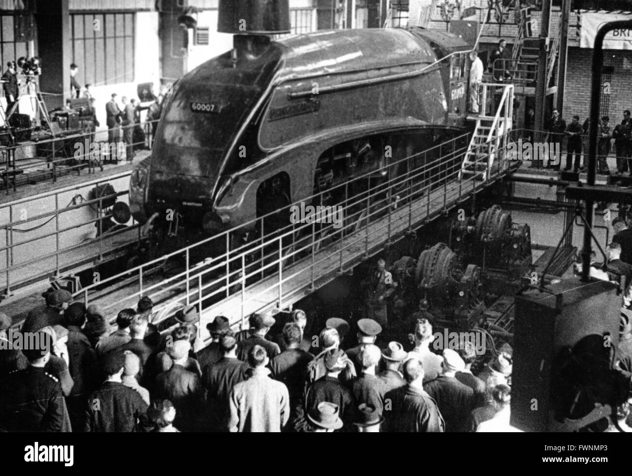 LNER A4 Klasse Pacific keine 60007 "Sir Nigel Gresley" gesehen werden Nieren bei Rugby Lokomotivenwerk testen. Stockfoto