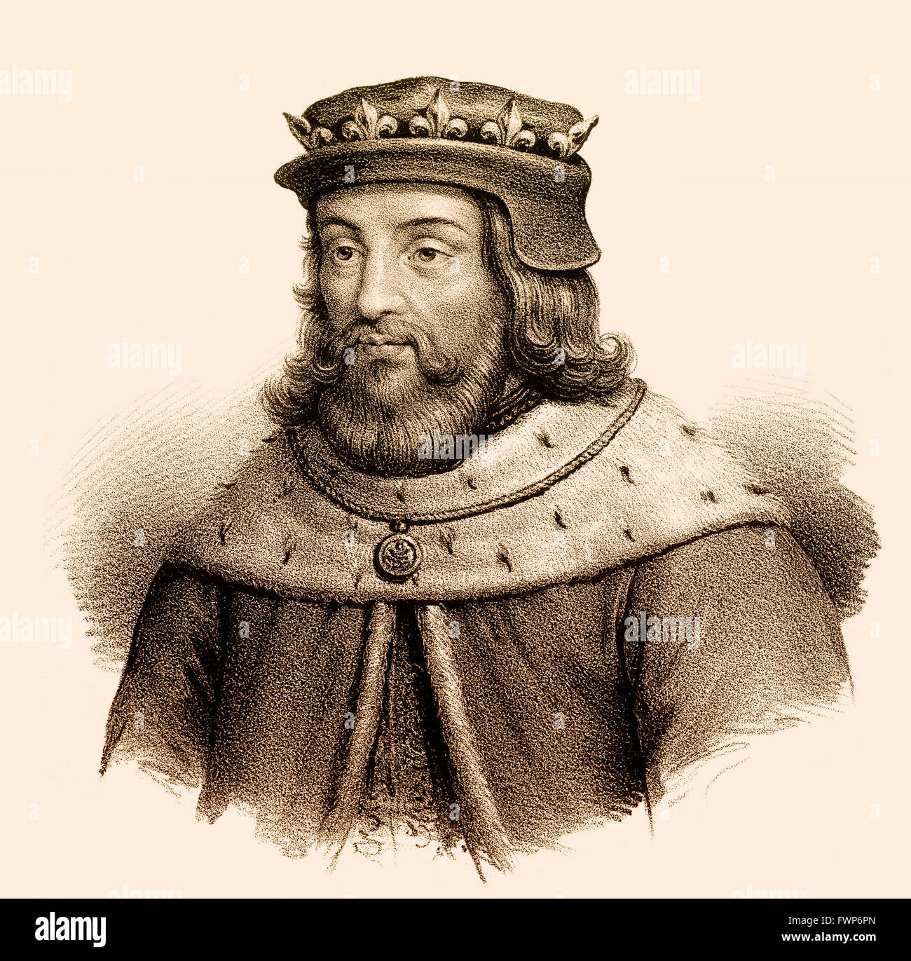 Stammvaters, Meroveus, Merovechus, Merovius oder Mérovée, König der salischen Franken von der Merowinger, 5. Jahrhundert Stockfoto