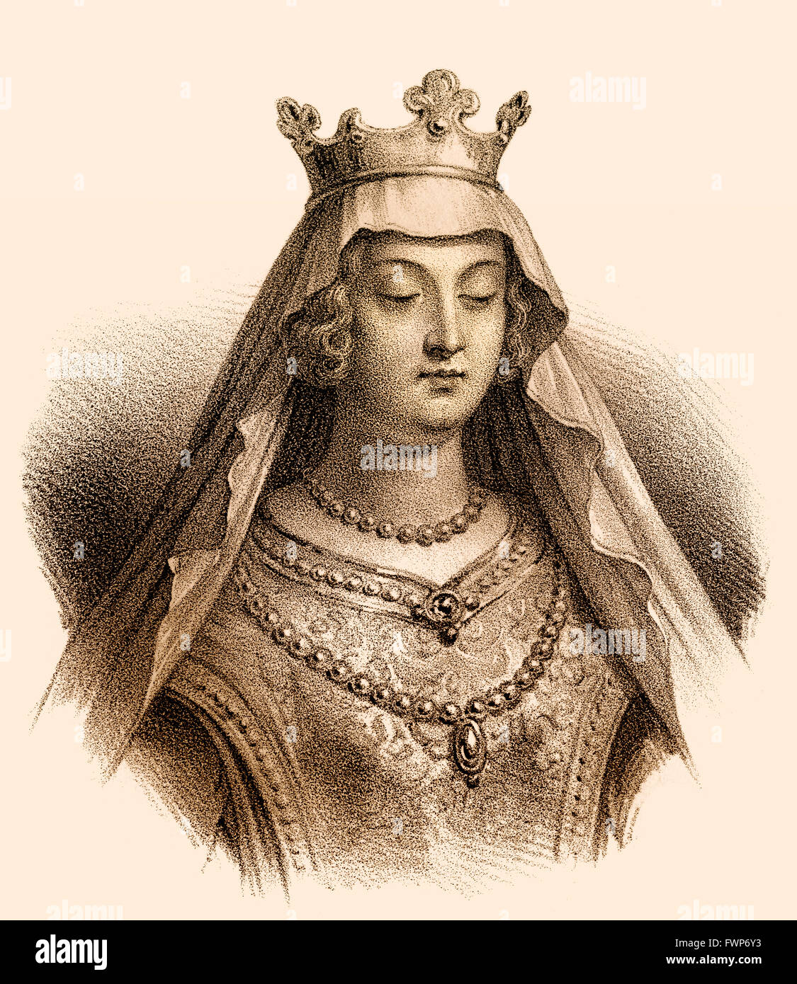 St. Clotilde, 475-545, auch bekannt als Clothilde, Clotilda, Clotild, Rotilde, Chrodechildis, Chlodechildis, die zweite Frau von t Stockfoto
