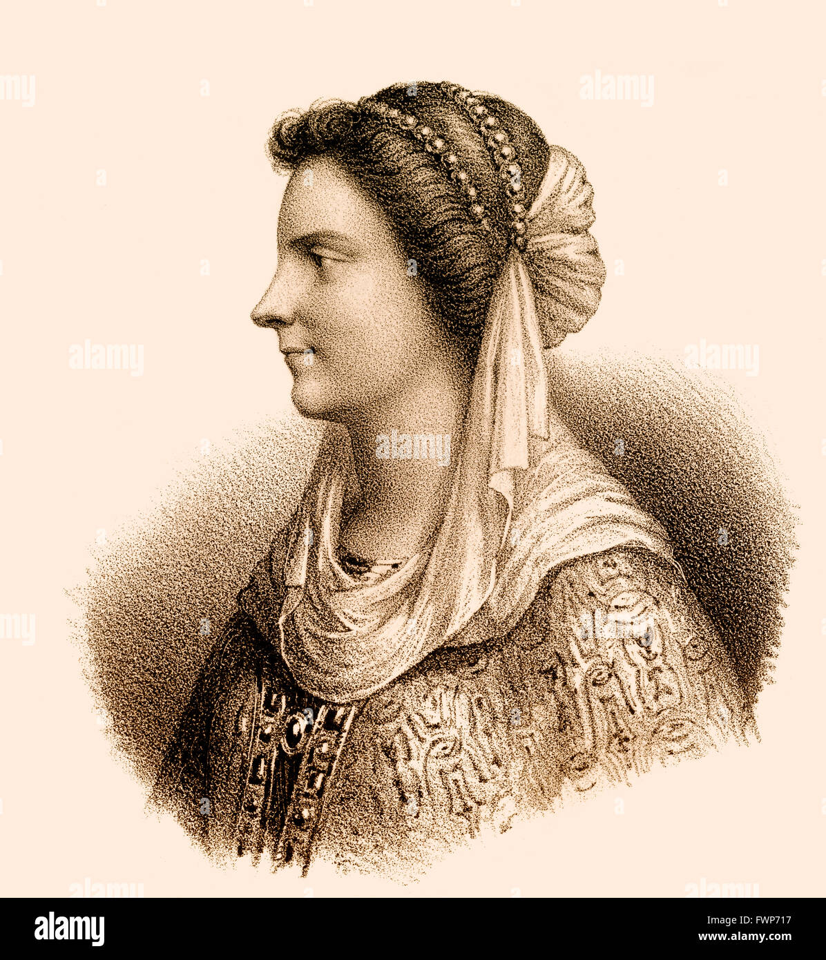 Nantechild, Nanthild, c. 610-642, eine fränkische Queen Consort und Regent, Frau, Dagobert i., König der Franken, 629-639 Stockfoto