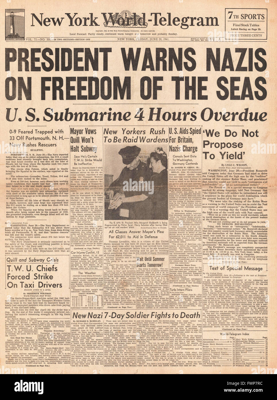 New york world telegram newspaper Fotos und Bildmaterial in hoher