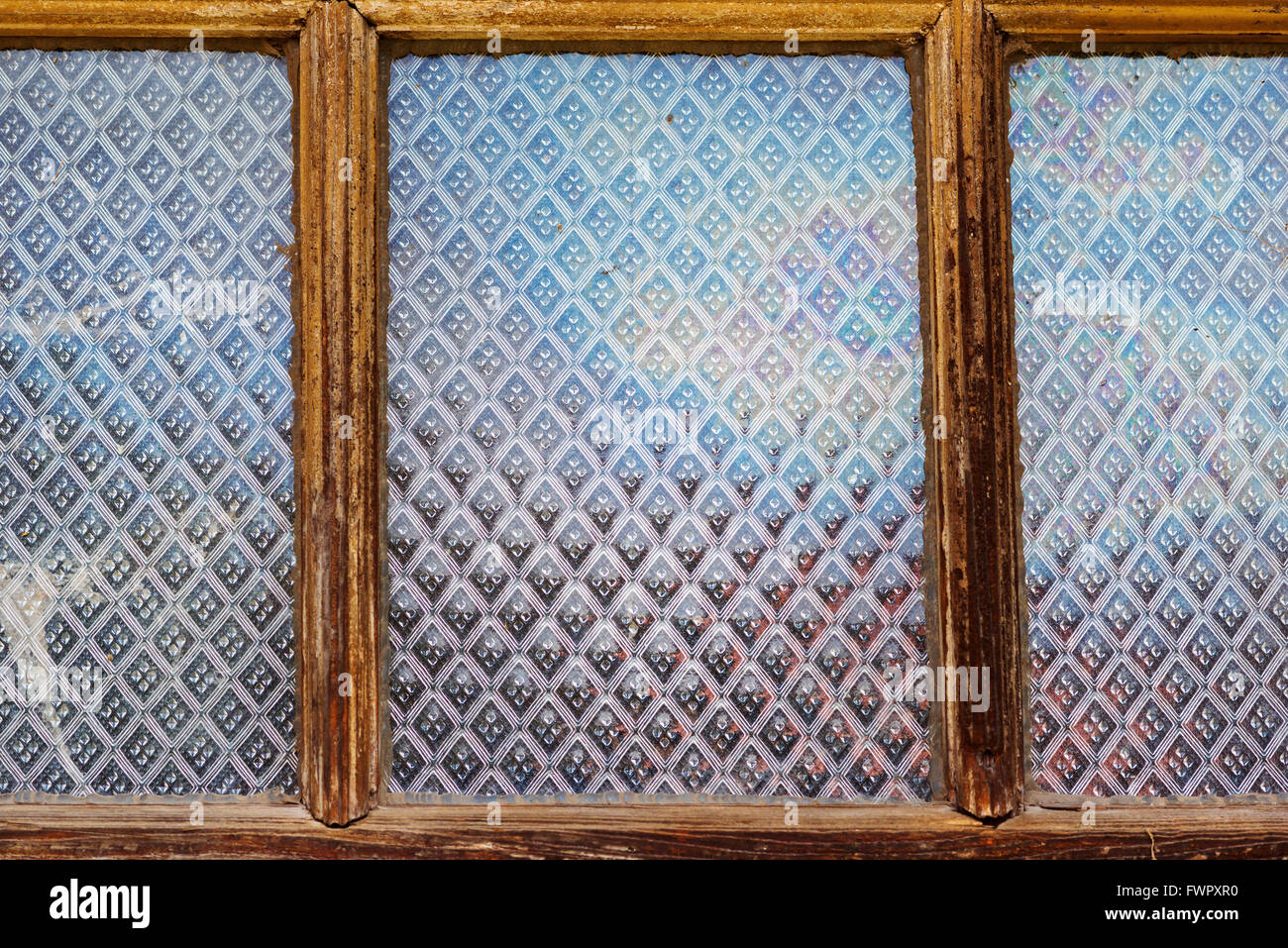 Alte Holzfenster Hintergrund, Muster auf das Glas Stockfoto