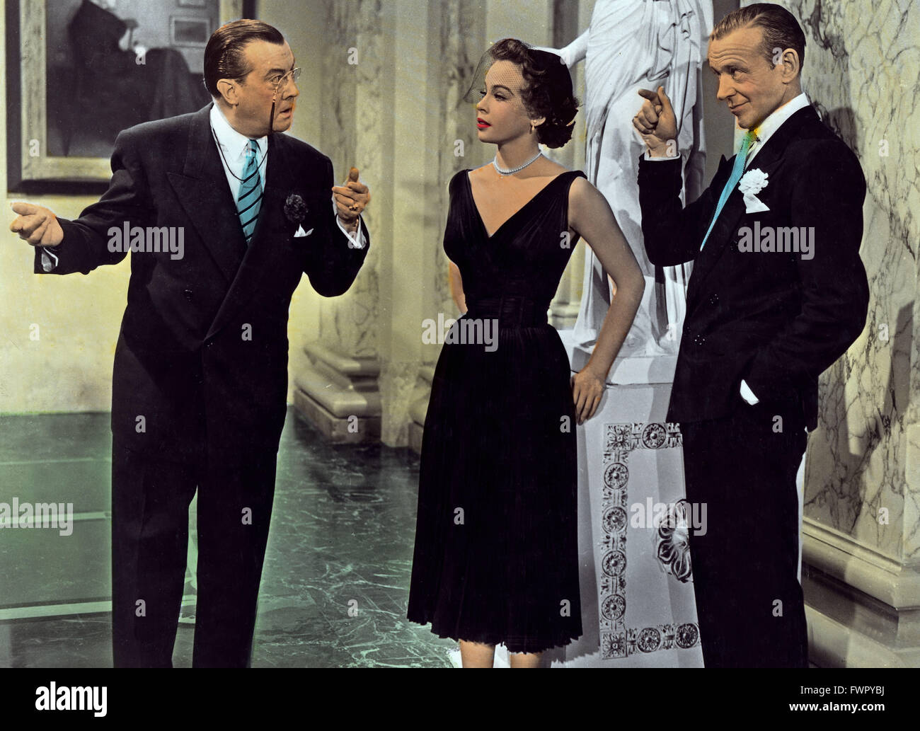 Daddy Long Legs, aka: Daddy Langbein, USA 1955, Regie: Jean Negulesco, Monia: (v. l.) Joseph Kearns, Leslie Caron, Fred Astaire Stockfoto