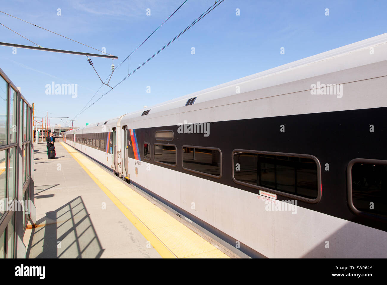 Zug von Newark Internationaler Flughafen zur Pennsylvania Station, New York City, Vereinigte Staaten von Amerika. Stockfoto