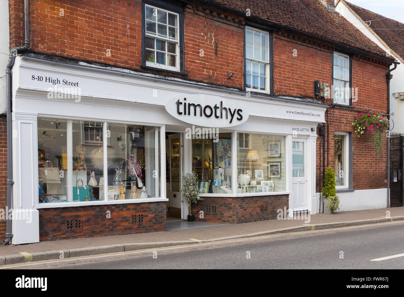 Timothys home Interiors Shop an der High Street in der kleinen Stadt Fordingbridge, Hampshire. Stockfoto