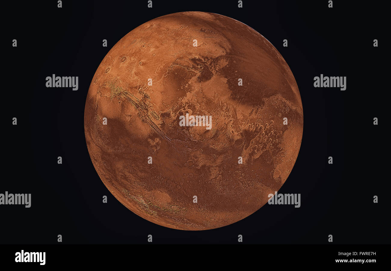 Planet Mars schwarzen Hintergrund Stockfoto