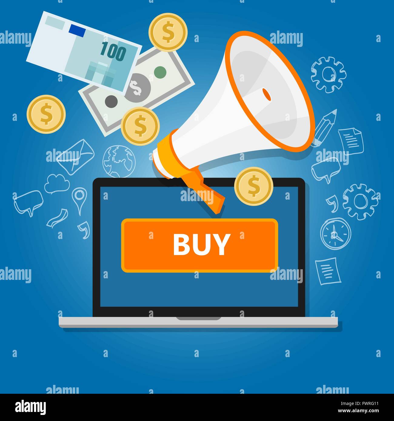 Klicken Sie auf Zahlung Online-Transaktion Geld Handel Internetverkauf kaufen Stock Vektor