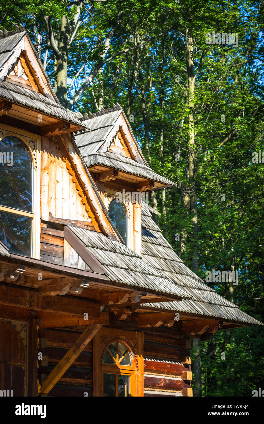 Traditionelle polnische Holzhütte aus Zakopane, Polen. Stockfoto