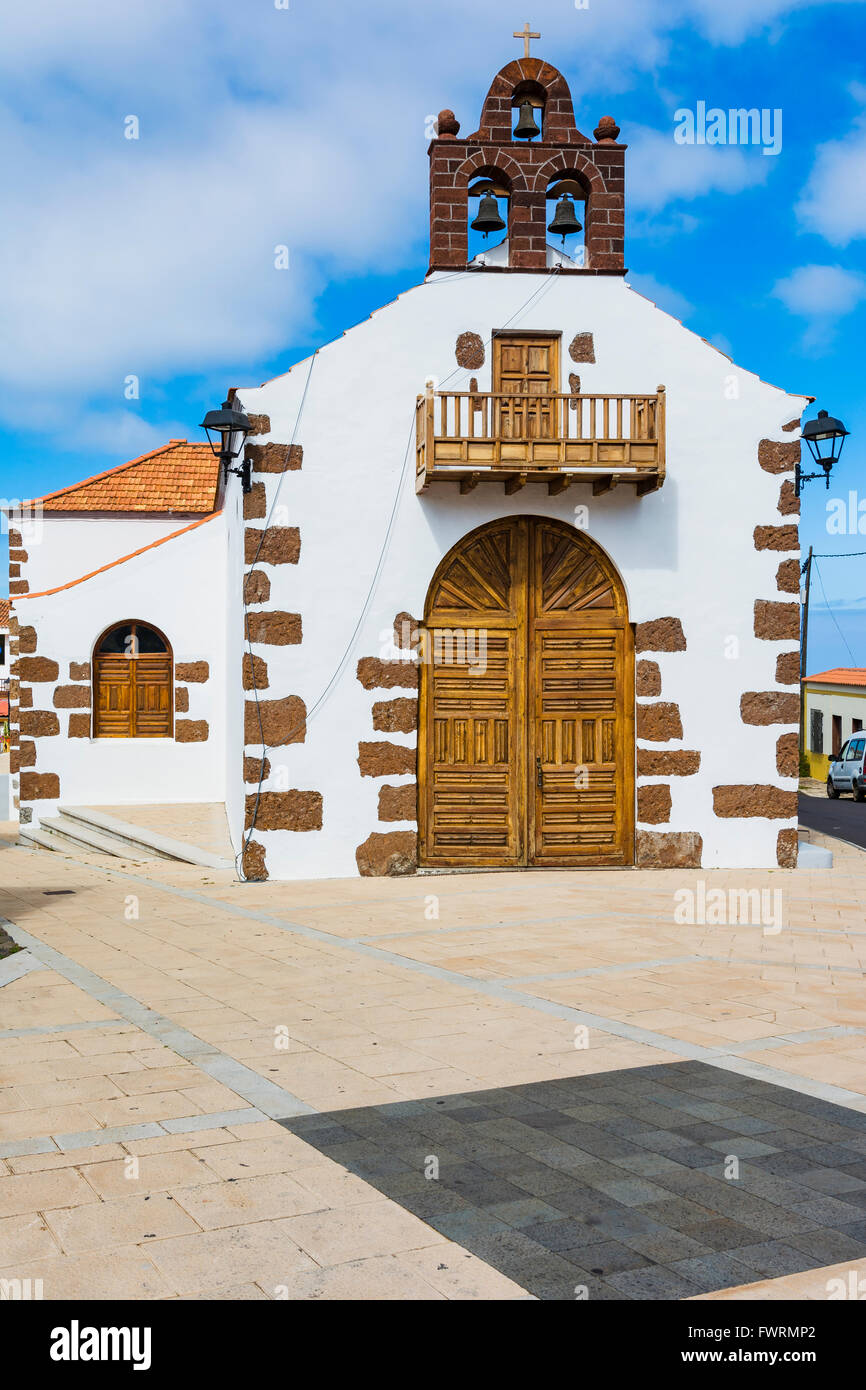 Kirche von Las Tricias. Nuestra Señora del Carmen. Las Tricias Garafía, La Palma, Teneriffa, Kanarische Inseln, Spanien, Europa Stockfoto