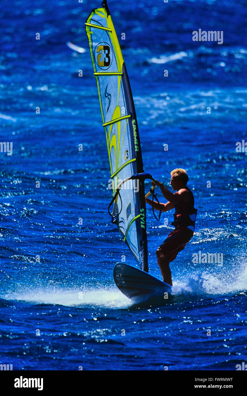 Windsurfen in Maui Stockfoto