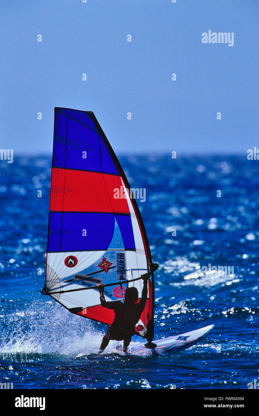 Windsurfen in Maui Stockfoto