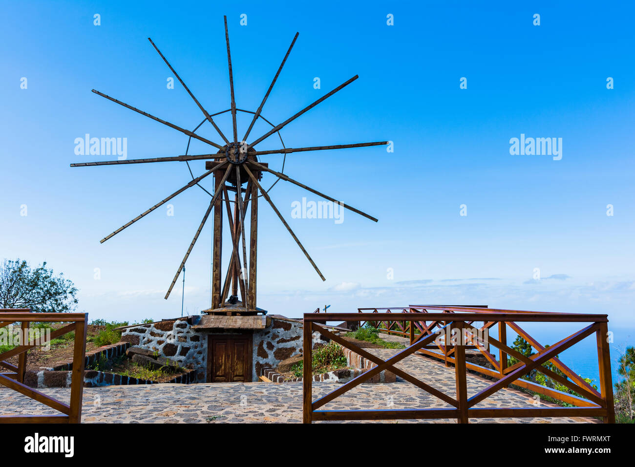 Restaurierte Windmühle für das Schleifen von Gofio verwendet. Las Tricias Garafía, La Palma, Teneriffa, Kanarische Inseln, Spanien, Europa Stockfoto