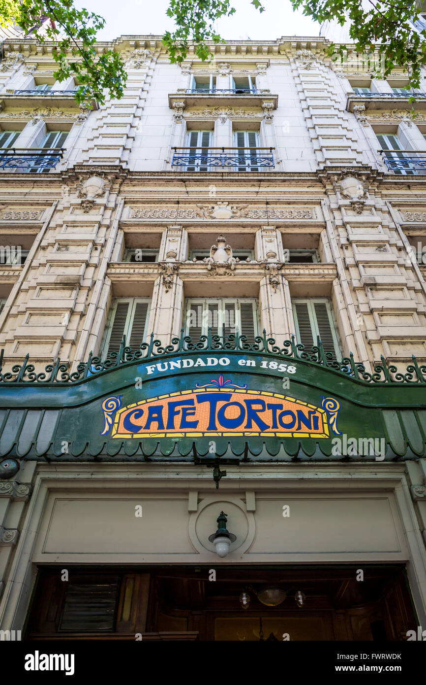 Das Cafe Tortoni Gebäude Außenfassade in Buenos Aires, Südamerika. Stockfoto