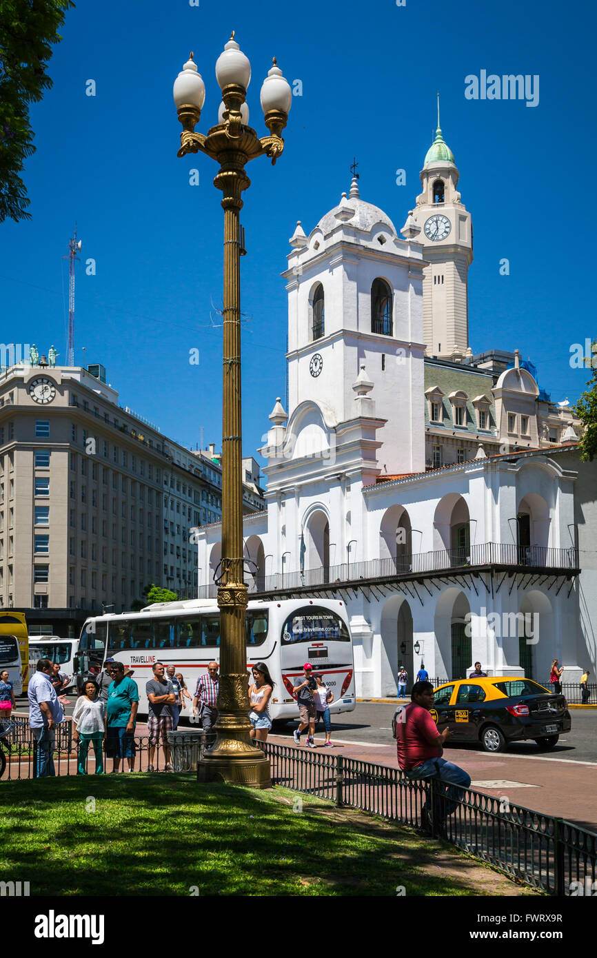 Architektur und Denkmäler an der Plaza de Mayo in Buenos Aires, Argentinien, Südamerika. Stockfoto