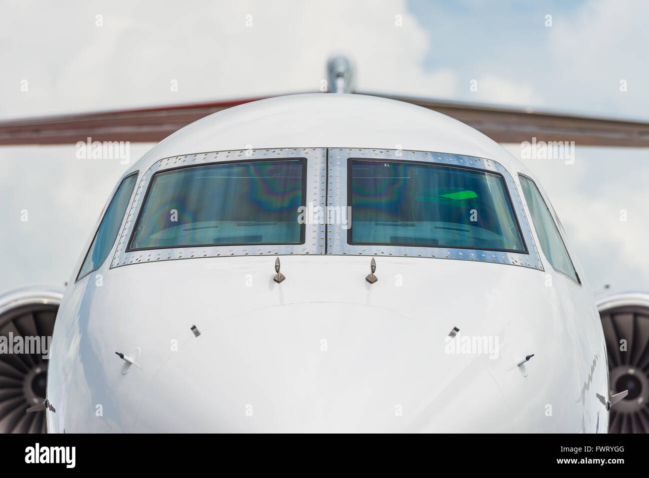 Closeup of Luxury Private jet-Cockpit Stockfoto