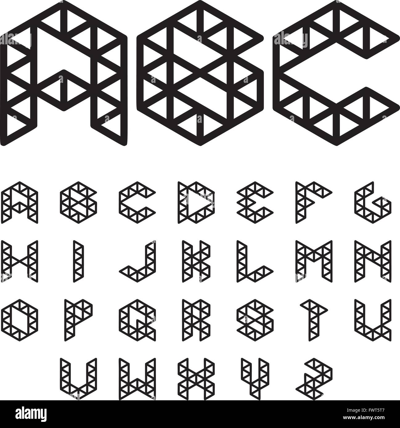 Polygonale Schriftart, Abc, Alphabet Stock Vektor