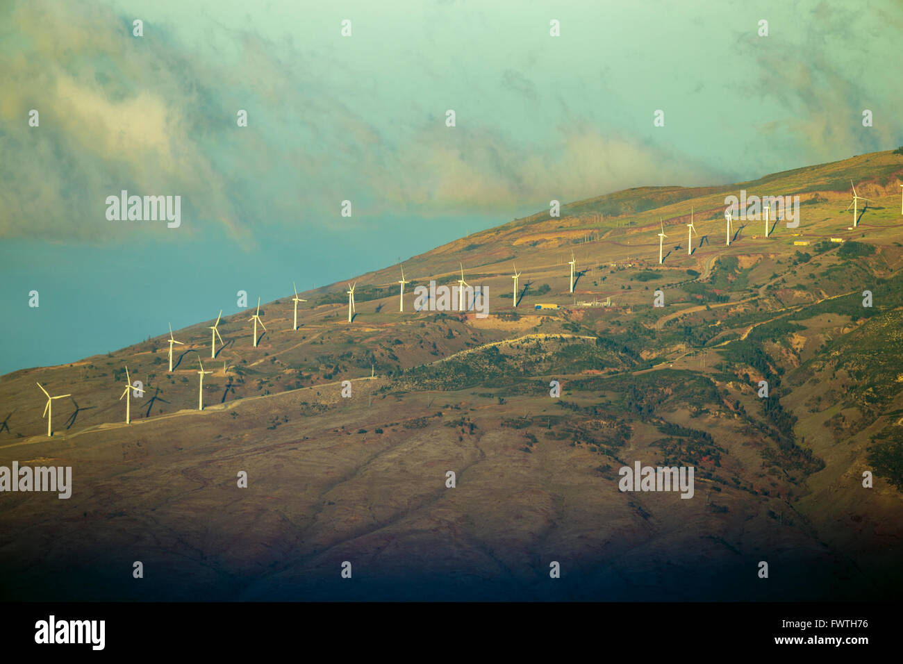 West Maui Mountains und Windparks, Maui Stockfoto