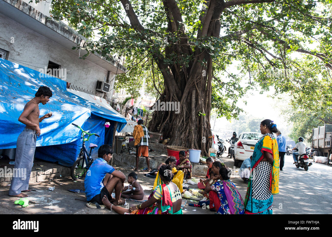 Obdachlose in den Straßen von Mumbai. Stockfoto