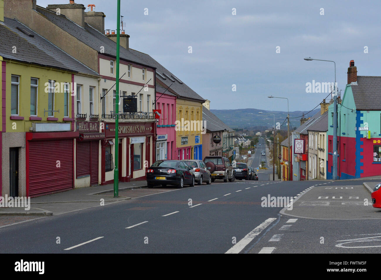 Malin Street, Carndonagh, Inishowen, County Donegal, Irland. Stockfoto