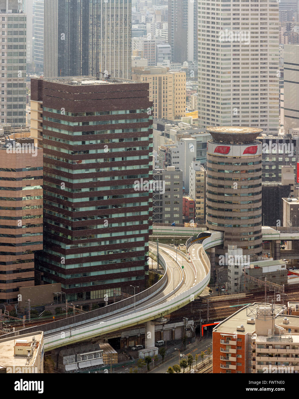 Panorama-Luftbild von Osaka Skyline Stadtbild Japan Gebäude Stockfoto