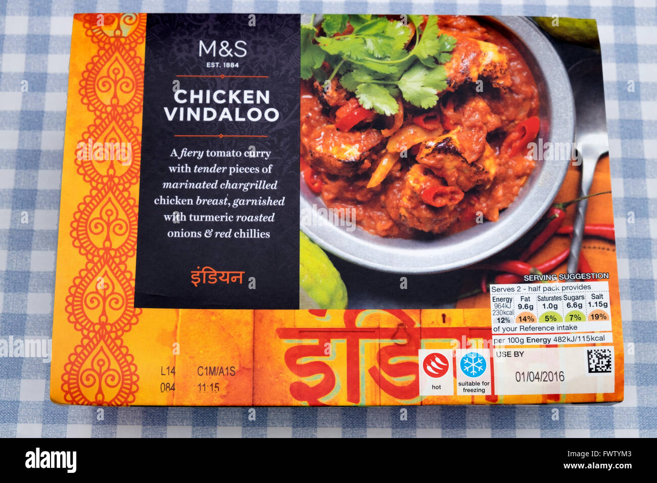 M & S Chicken Vindaloo Fertiggerichte Stockfoto