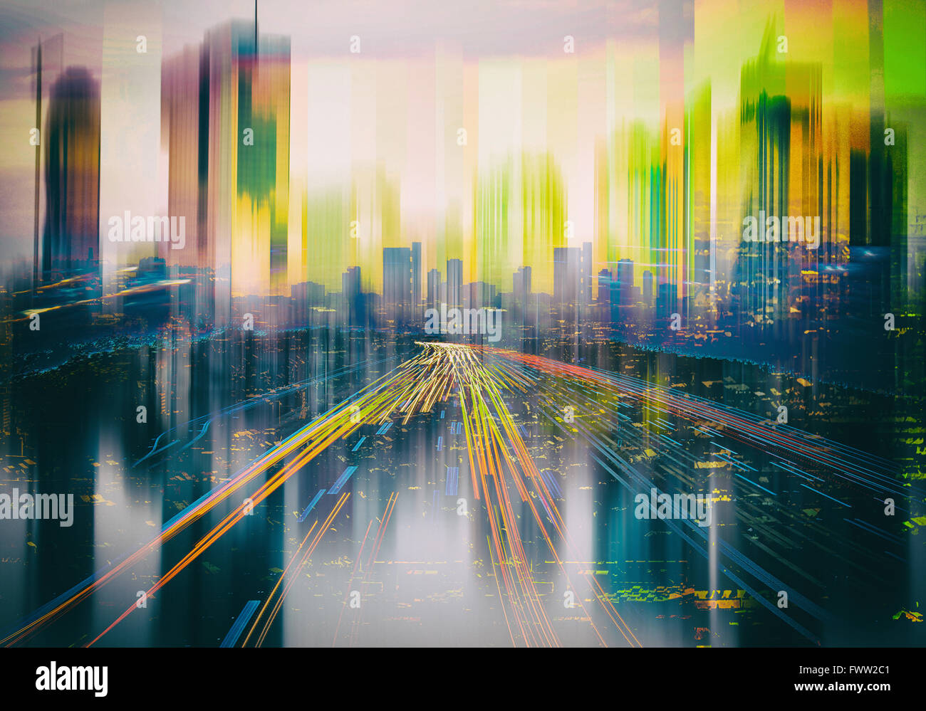 abstraktes Bild des Stadtbildes, Stadt der Zukunft Stockfoto