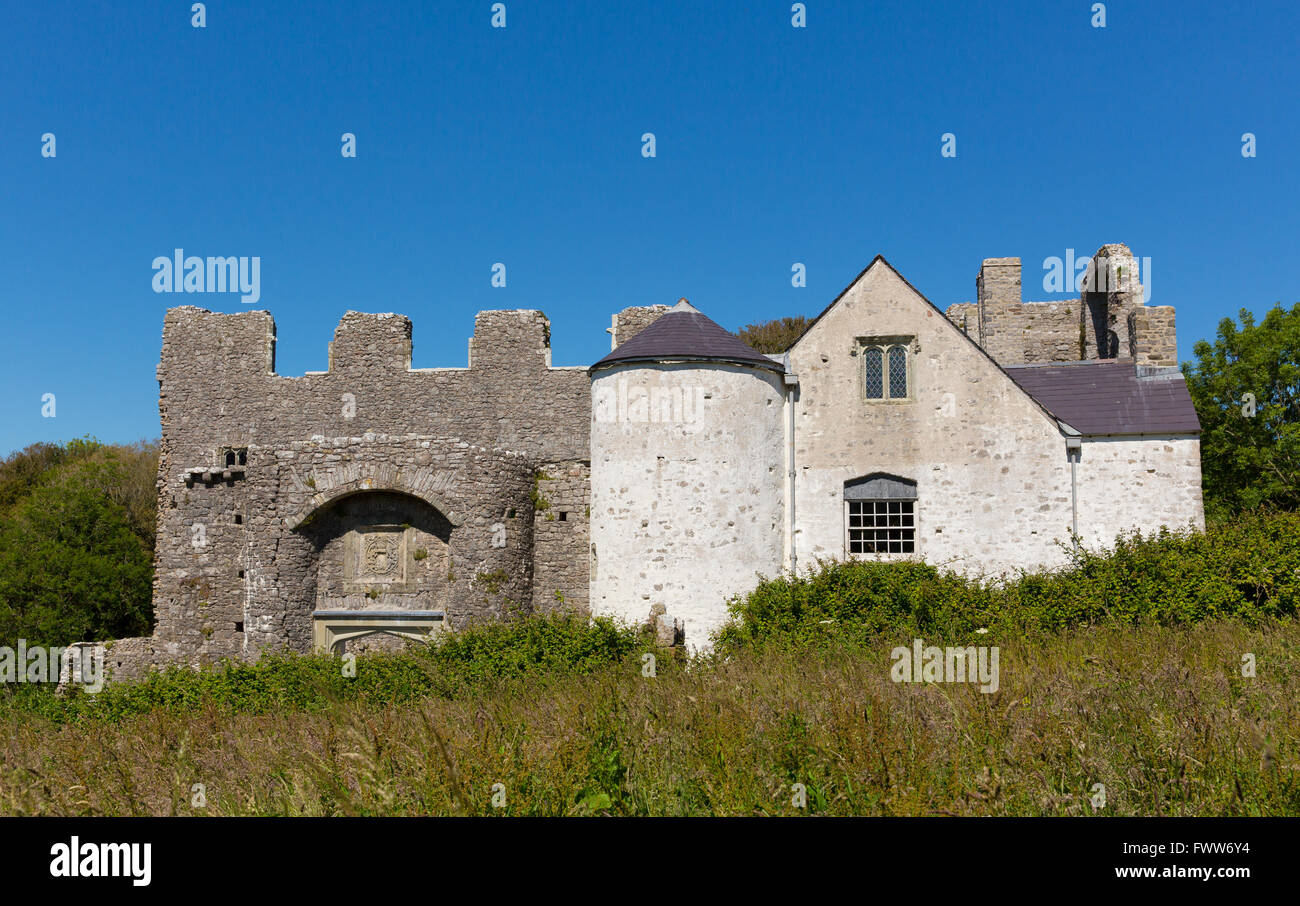 Oxwich schloss die Gower Halbinsel South Wales UK Stockfoto