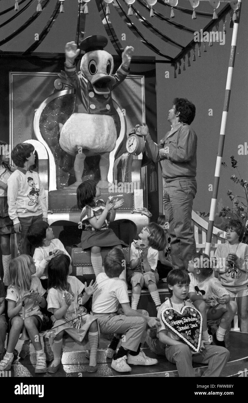 Zeigen Sie Zum Geburtstag von Donald Duck, Deutschland 1984, Moderator: Michael Schanze. Stockfoto