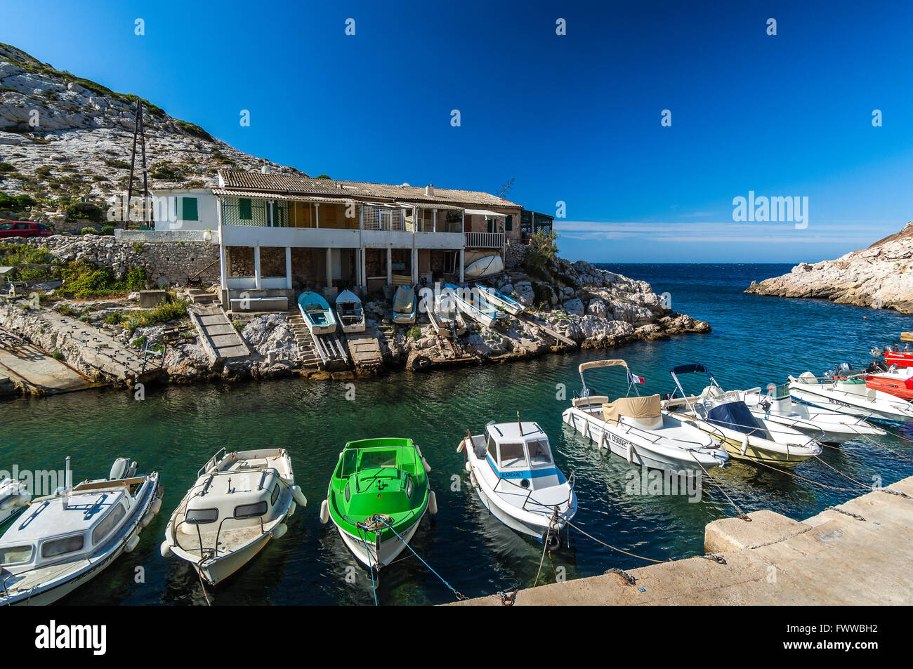 Port de Callelongue Les Goudes Marseille Frankreich Paca Stockfoto