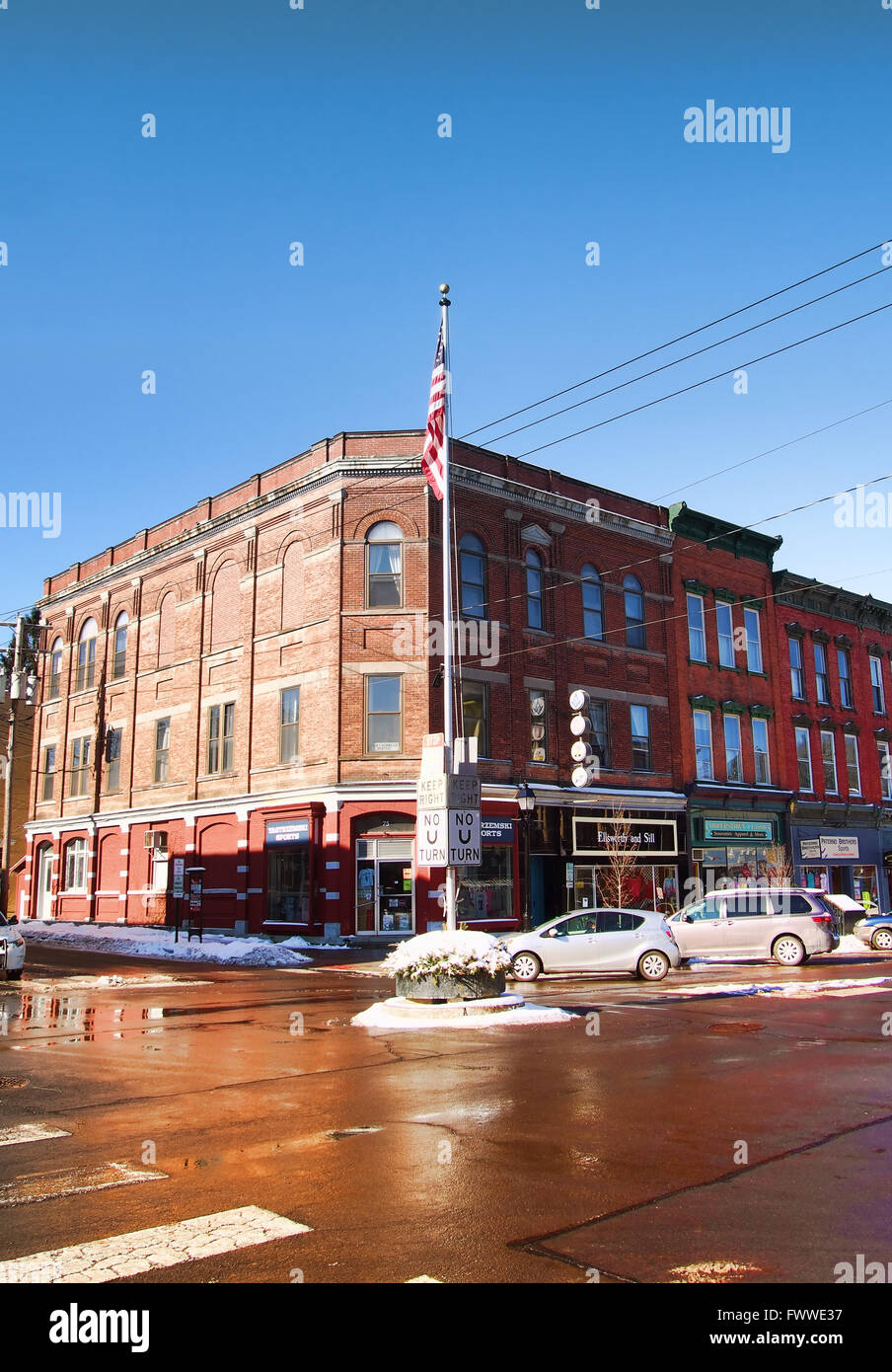 Innenstadt von Cooperstown, New York im winter Stockfoto