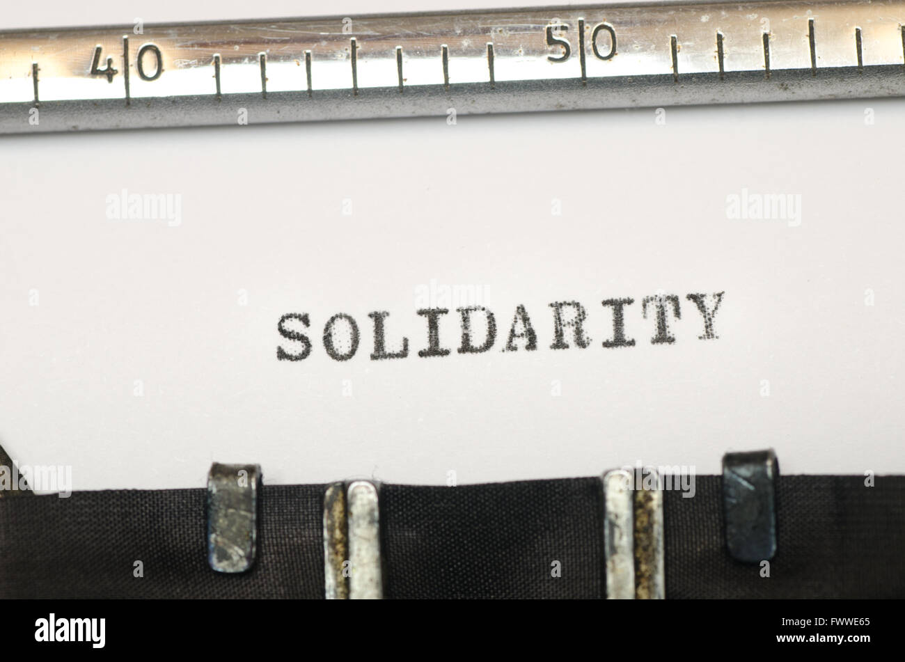 Wort Solidarität auf alte Schreibmaschine getippt Stockfoto
