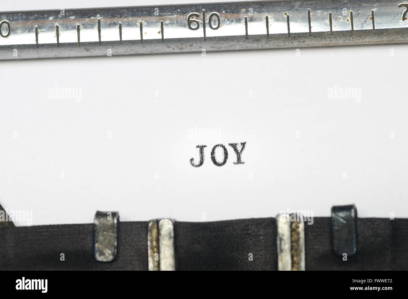 Wort-Freude auf alte Schreibmaschine getippt Stockfoto