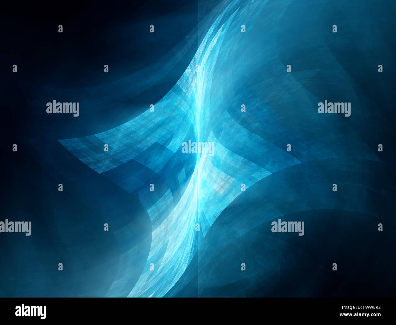 Blau leuchtende neue Technologie Fläche im Raum, Computer generierte abstrakten Hintergrund Stockfoto