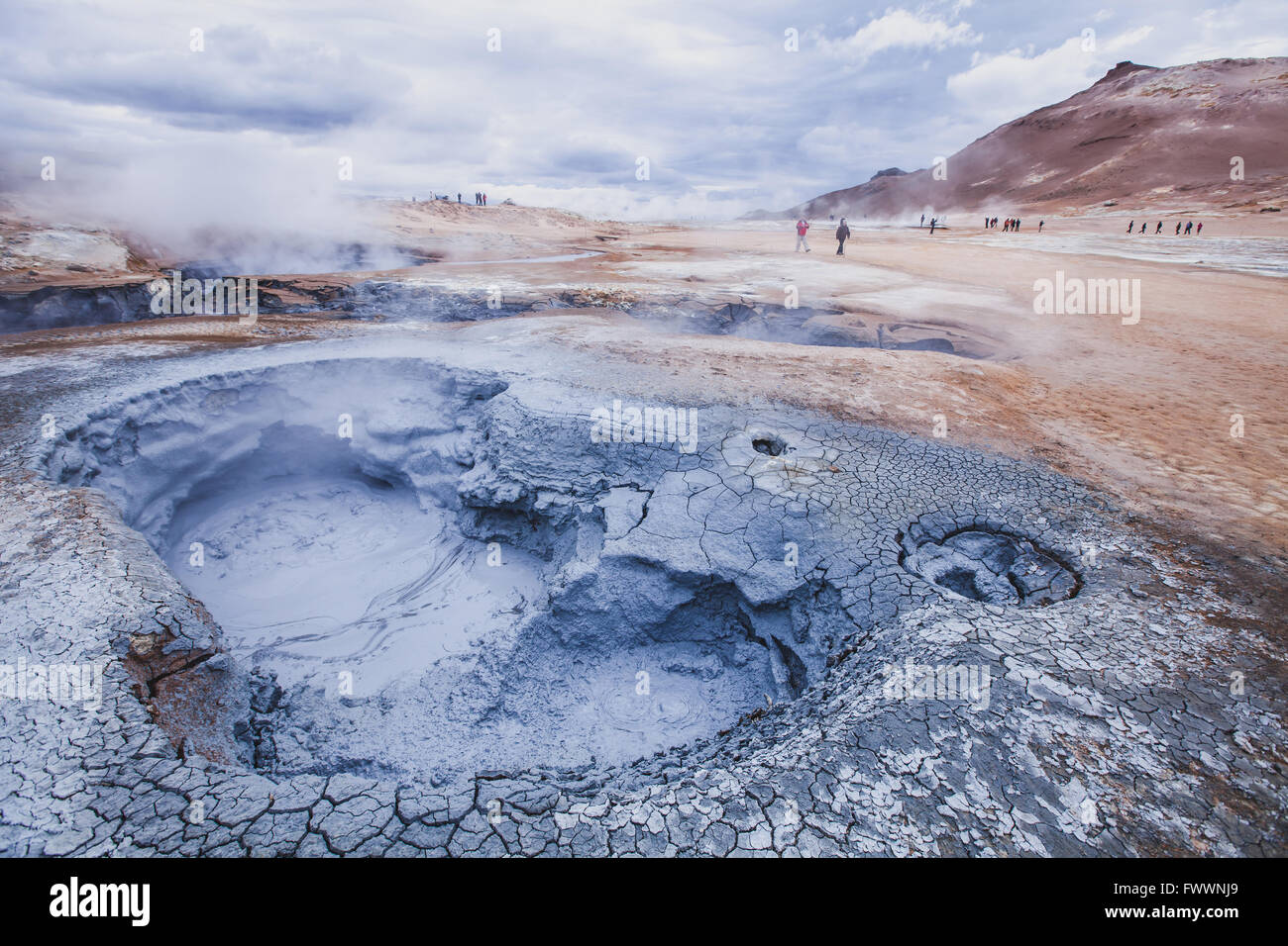 surreale Landschaft aus Island, geothermischen vulkanischen Gegend Myvatn Stockfoto