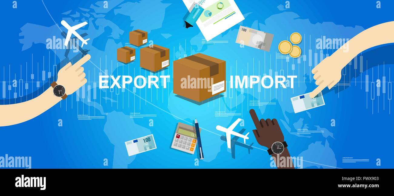 Export Import Welthandel Welt Karte Markt international Stock Vektor