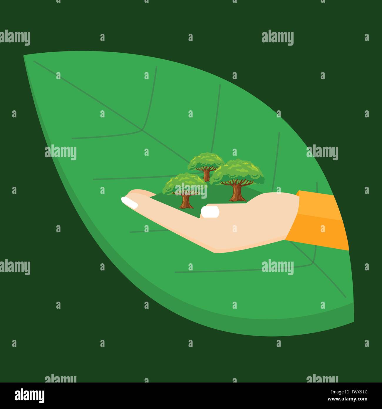gehen Sie grüne Hand, die Pflanze Baum Blatt Umwelt Konzept Abbildung Stock Vektor