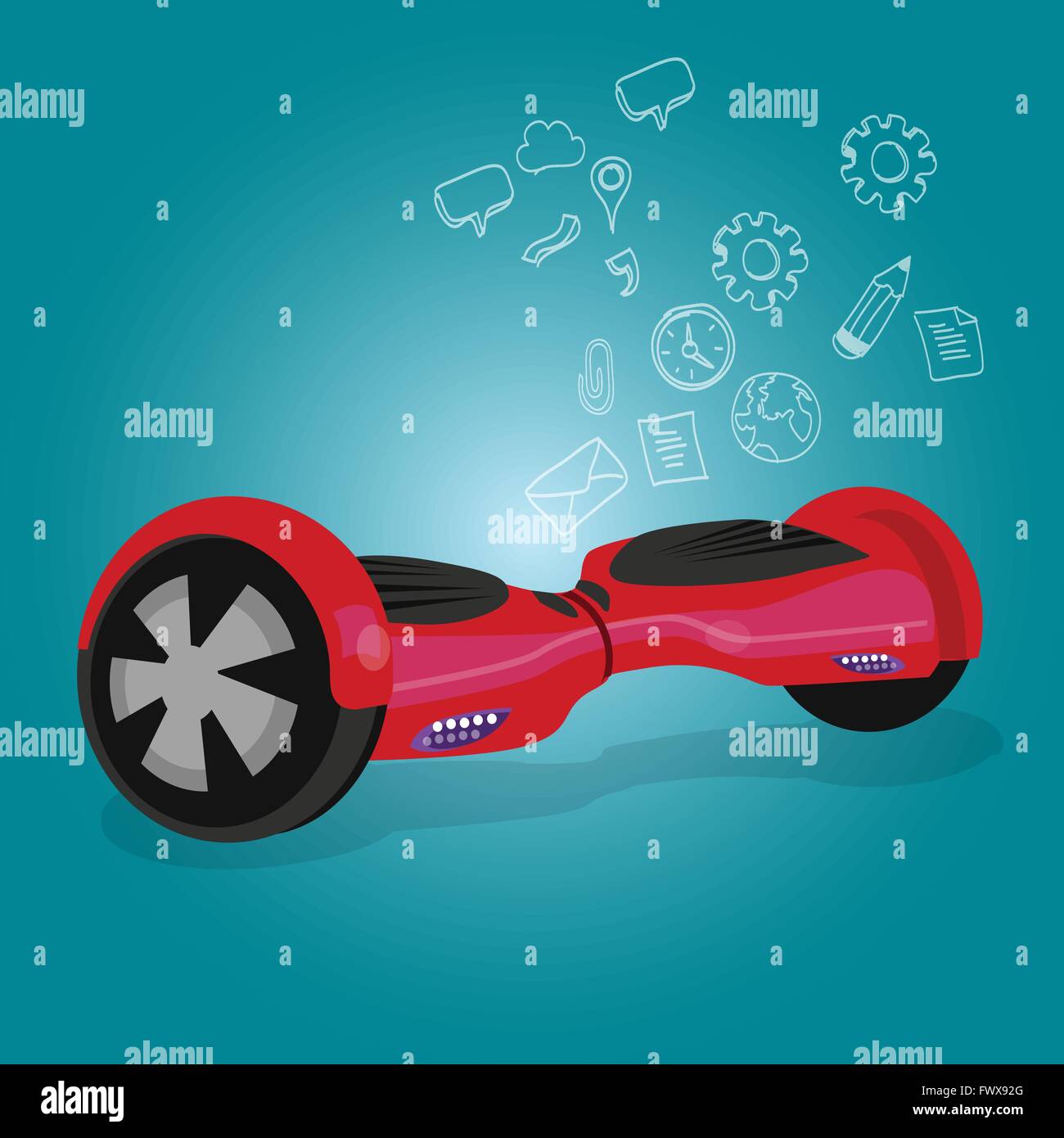 Hoverboard Schweben Board Vektor Rad Gerat Technologie Fahrzeug Rie Illustration Rot Blau Hintergrund Stock Vektorgrafik Alamy