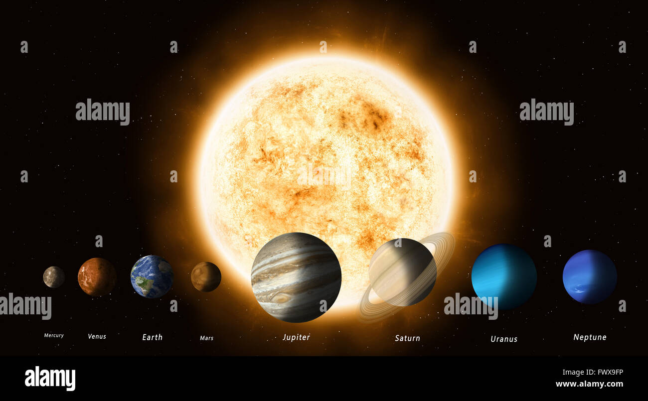 Sonnensystem Planeten mit einer Sonne eingerichtet Elemente dieses Bild von der Nasa Stockfoto