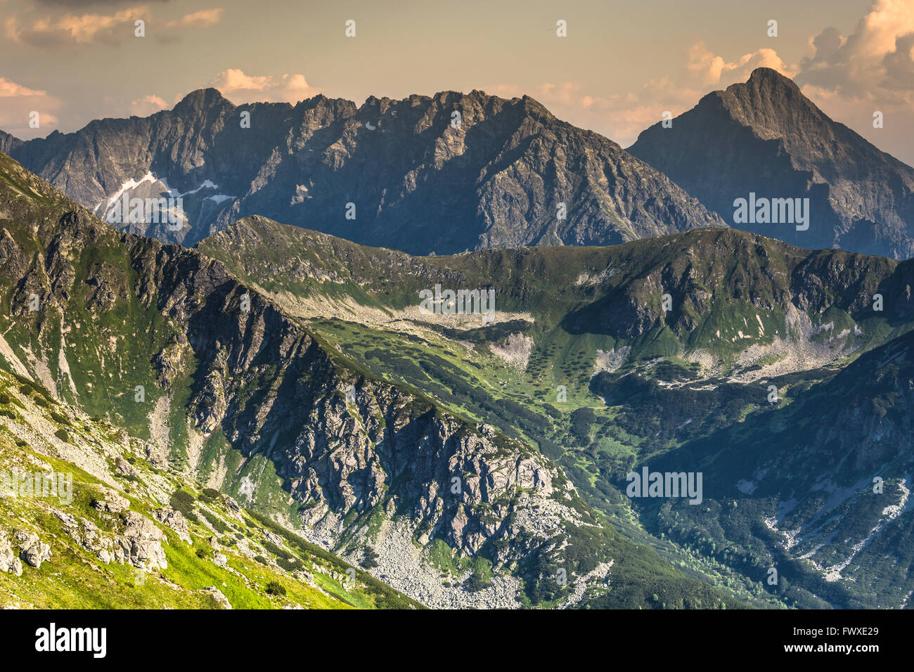 Blick vom Kasprowy Wierch Gipfel in der polnischen Tatra Stockfoto